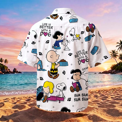 Dog Lover Friendship Paw Print Summer Hawaiian Shirt HW_SNPY37-SL02-DS04
