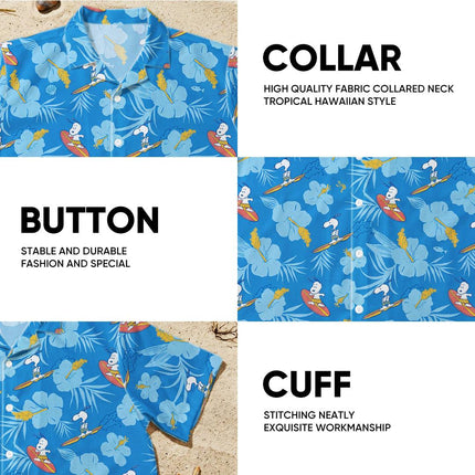 Beach Summer Surf Tropical Floral Blue Hawaiian Shirt