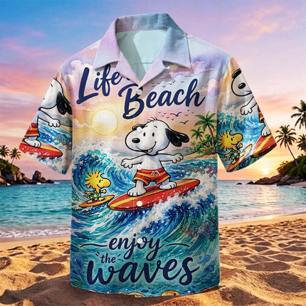 Life Is Beach Enjoy The Waves Tropical Summer Hawaiian Shirt