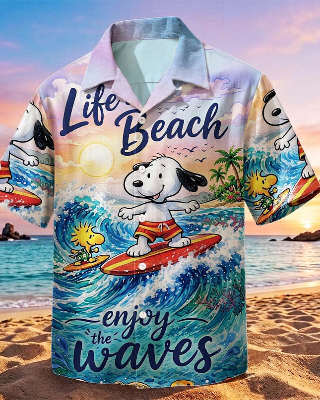 Life Is Beach Enjoy The Waves Tropical Summer Hawaiian Shirt