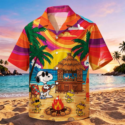 Tropical Beach Tiki Sunset Summer Hawaiian Shirt