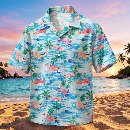 Tropical Island Palm Tree Ocean Beach Summer Hawaiian Shirt