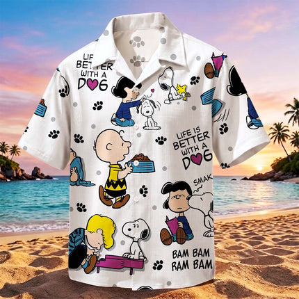 Dog Lover Friendship Paw Print Summer Hawaiian Shirt HW_SNPY37-SL02-DS04