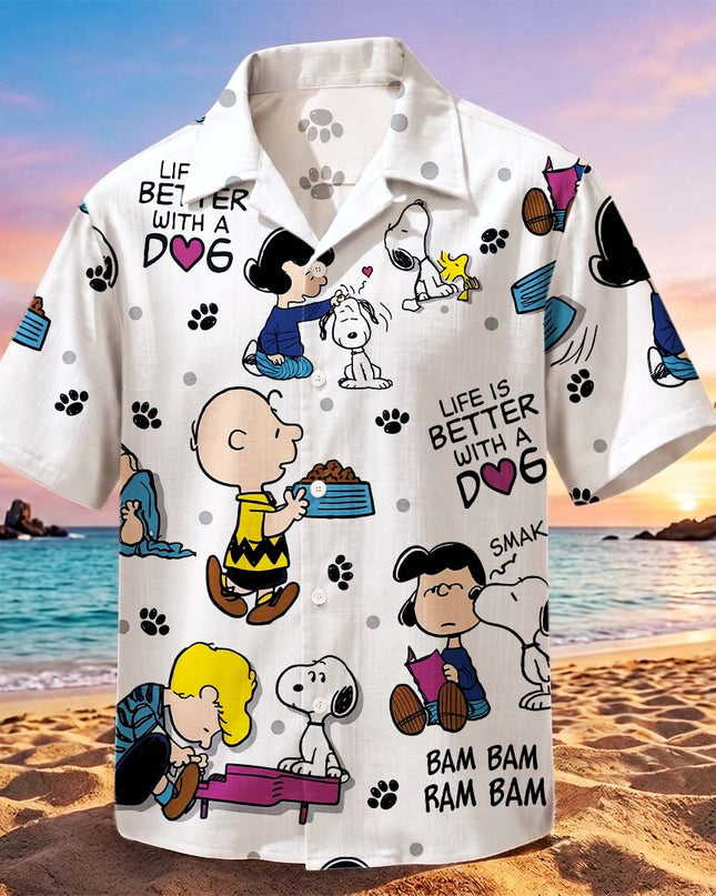 Dog Lover Friendship Paw Print Summer Hawaiian Shirt HW_SNPY37-SL02-DS04
