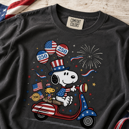 Comfort Colors 250th USA Patriotic Scooter Dog T-Shirt