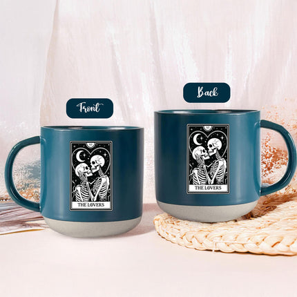 The Lovers Tarot Halloween Pottery Mug Skeleton Couple Gift