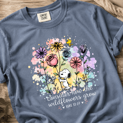 Comfort Colors Consider How the Wildflowers Grow Bible Verse T-Shirt