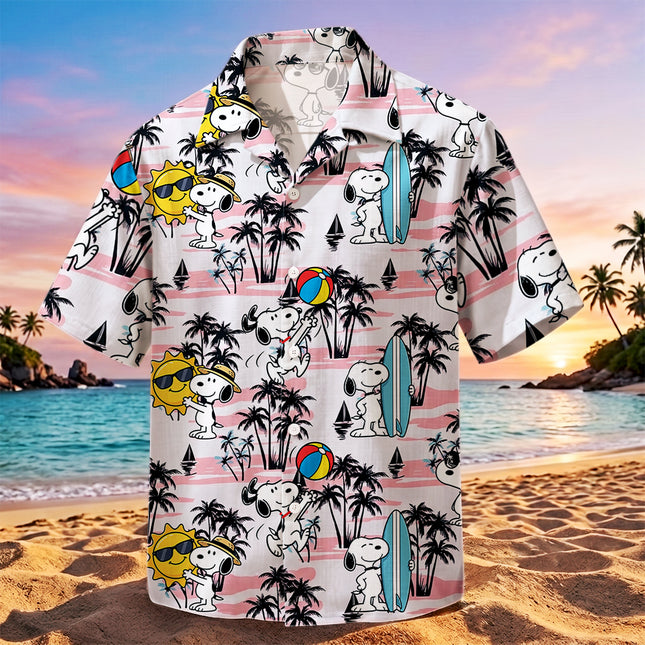 Pink Palm Surf Beach Summer Vacation Hawaiian Shirt