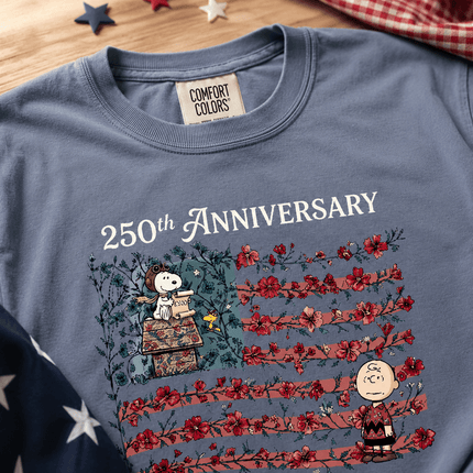 1_16c0d15b-2b3f-4836-94e9-fddc51406d41 - AuraNations - Comfort Colors 250th Anniversary Floral Vine Flag Aviator Dog T-Shirt - Blue Jean / S - 250TH ANNIVERSARY, ALL, COMFORT COLORS, NO CUSTOM, PRODUCTS, SNPY, TSHIRT