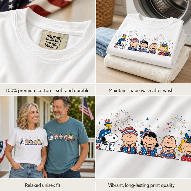 Comfort Colors Fireworks Patriotic Friends Lying Down T-Shirt