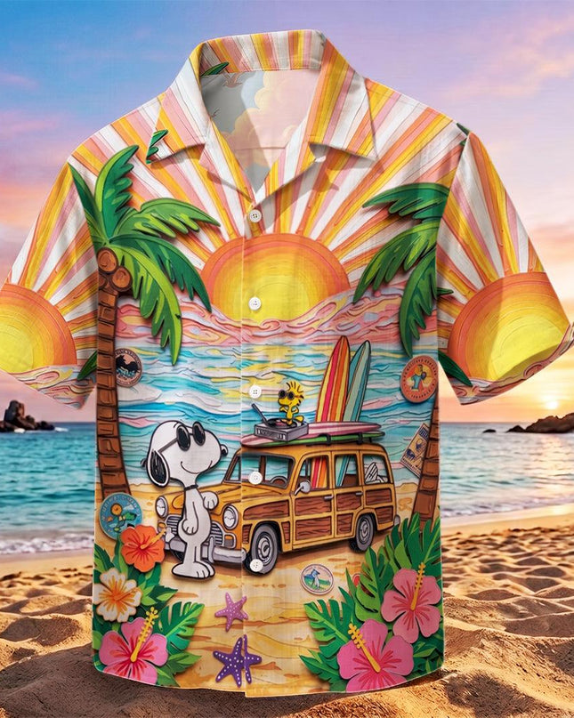 Tropical Beach Sunset Surf Van Hawaiian Shirt