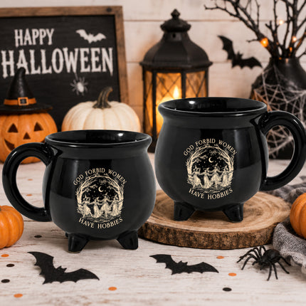 God Forbid Women Have Hobbies Cauldron Mug Dancing Witches Halloween