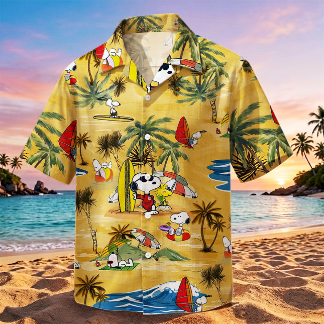 Yellow Tropical Beach Windsurf Summer Hawaiian Shirt