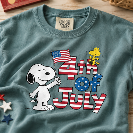 Comfort Colors 4th Of July American Flag Dog T-Shirt