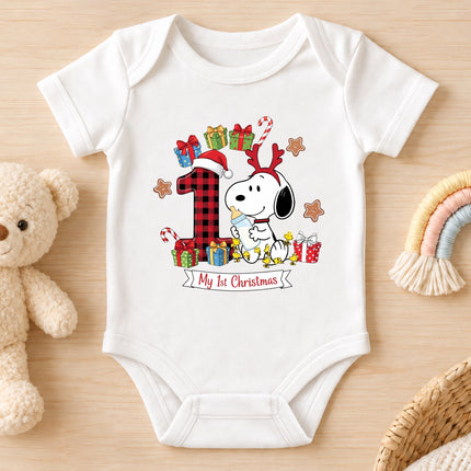 My 1st Christmas Buffalo Plaid Number One Baby Bodysuit