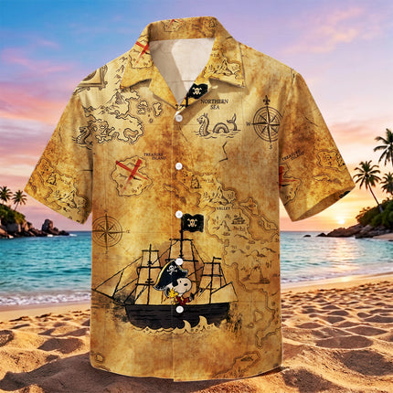 Pirate Treasure Map Adventure Summer Hawaiian Shirt