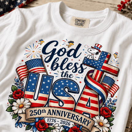 1_3f92dd3f-2f9d-408f-bb2c-6c739bd84091 - AuraNations - Comfort Colors God Bless The USA 250th Anniversary Cross Dog T-Shirt - White / S - 250TH ANNIVERSARY, ALL, COMFORT COLORS, NO CUSTOM, PRODUCTS, SNPY, TSHIRT