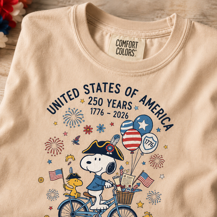 Comfort Colors 250th Anniversary USA Colonial Dog Bicycle T-Shirt