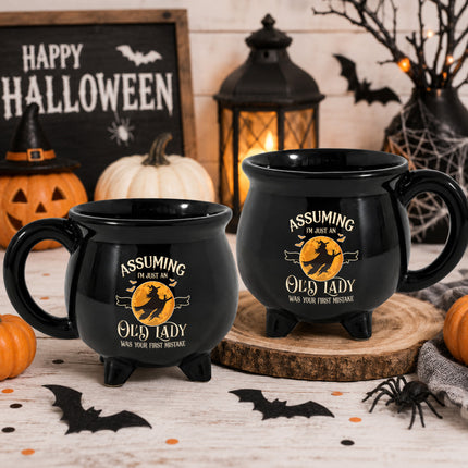 Funny Old Lady Witch Cauldron Ceramic Mug Halloween Gift