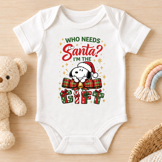 I'm the Gift Funny Christmas Plaid Bow Baby Bodysuit