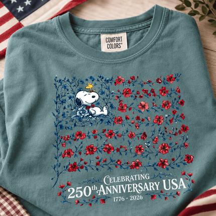 1_6fe0036c-9a1c-4e06-8c9b-bae6c002798a - AuraNations - Comfort Colors Celebrating 250th Anniversary USA Floral Vine Flag Dog T-Shirt - Seafoam / S - 250TH ANNIVERSARY, ALL, COMFORT COLORS, NO CUSTOM, PRODUCTS, SNPY, TSHIRT