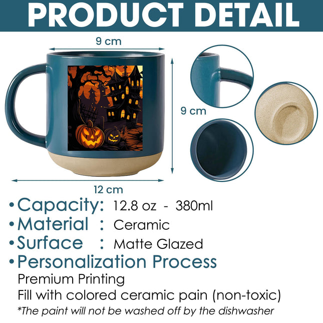 Jack O Lantern Halloween Pottery Mug Haunted House Spooky Decor