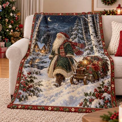Santa Claus Fleece Blanket Winter Christmas Decor