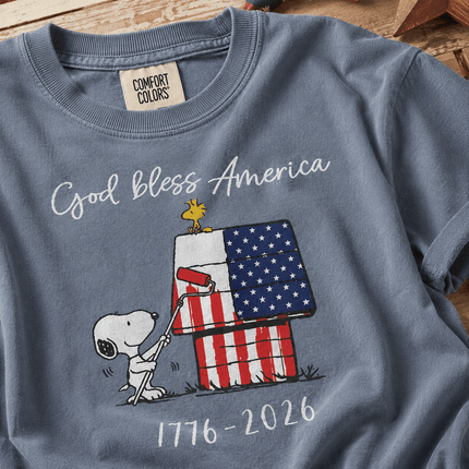 Comfort Colors 250th Anniversary USA God Bless America Flag Painting Dog T-Shirt
