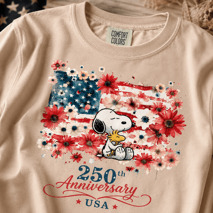 1_88016ed1-7674-40bf-b2f2-36a7fc0bb6a5 - AuraNations - Comfort Colors 250th Anniversary USA Floral Flag Hugging Dog T-Shirt - Ivory / S - 250TH ANNIVERSARY, ALL, COMFORT COLORS, NO CUSTOM, PRODUCTS, SNPY, TSHIRT