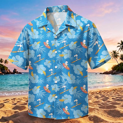 Beach Summer Surf Tropical Floral Blue Hawaiian Shirt