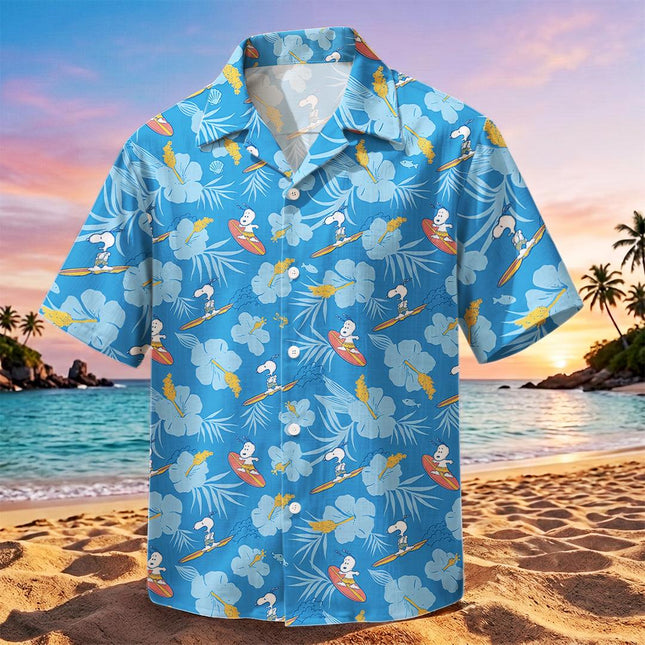 Beach Summer Surf Tropical Floral Blue Hawaiian Shirt