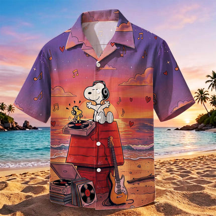Tropical Sunset Music Beach Summer Hawaiian Shirt