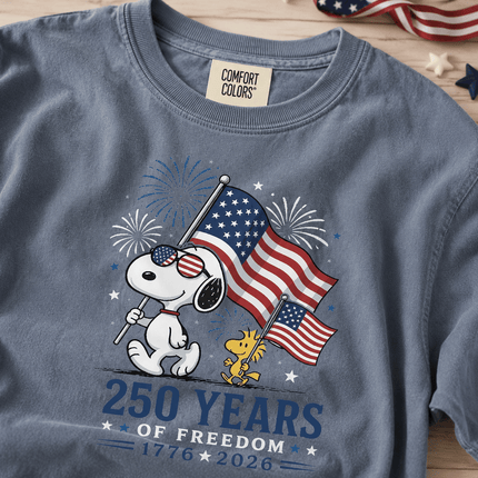 Comfort Colors 250 Years Of Freedom USA Marching Flag Dog T-Shirt