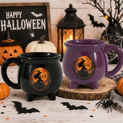 Personalized Witch Moon Cauldron Mug Halloween Custom Name