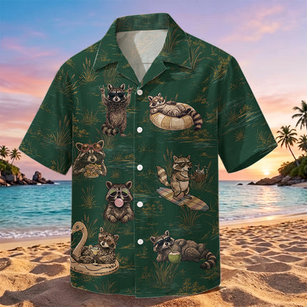 Funny Vacation Raccoon Summer Tropical Hawaiian Shirt
