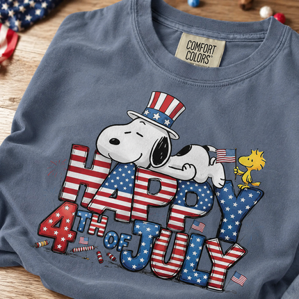 Comfort Colors Happy 4th Of July Sleepy Patriotic Dog T-Shirt