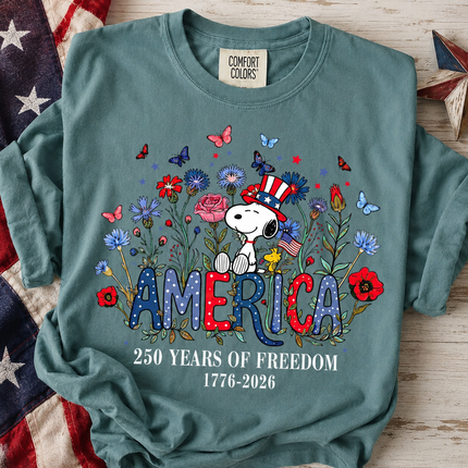 Comfort Colors Floral America 250 Years Of Freedom T-Shirt