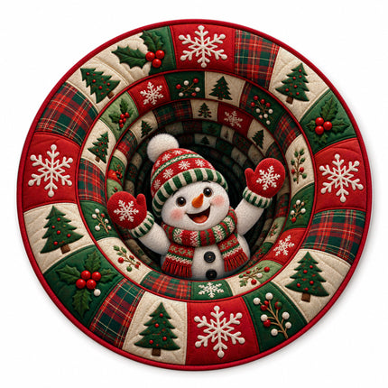 Christmas Round Rug Snowman Holiday Doormat