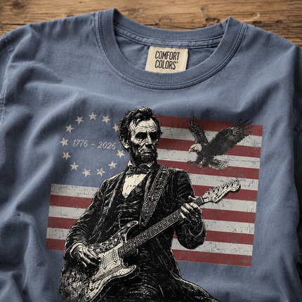 Comfort Colors 250th Anniversary USA Abraham Lincoln Guitar Flag T-Shirt