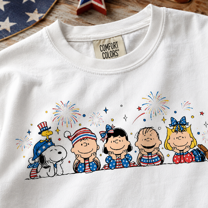 Comfort Colors Fireworks Patriotic Friends Lying Down T-Shirt