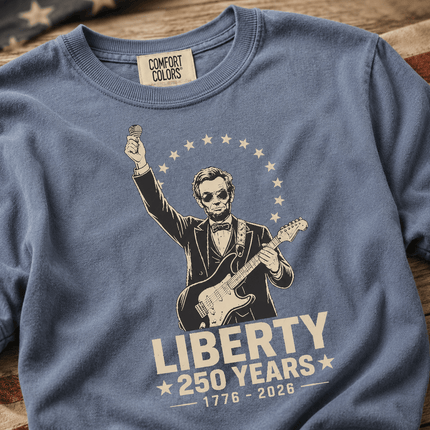 Comfort Colors Liberty 250 Years Rocking Abraham Lincoln Guitar T-Shirt
