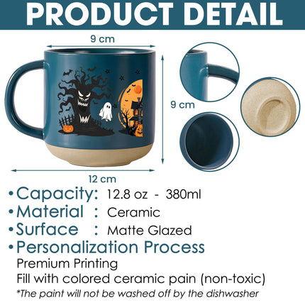 Halloween Pottery Mug Black Cat Haunted House Spooky Cup