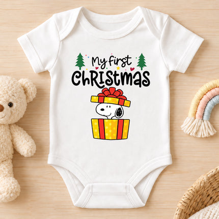 My First Christmas Gift Box Surprise Baby Bodysuit