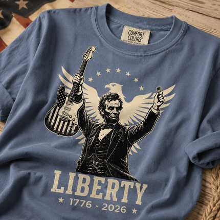 Comfort Colors Liberty 250th Anniversary USA Rockstar Lincoln Eagle T-Shirt