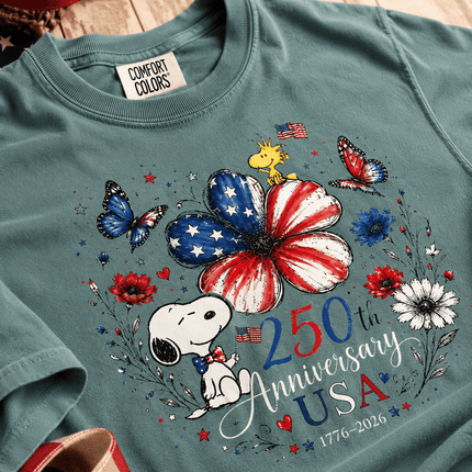 1_e8ce9c49-a48b-4513-a820-62a3476abe28 - AuraNations - Comfort Colors 250th Anniversary USA Flag Flower Butterflies Dog T-Shirt - Seafoam / S - 250TH ANNIVERSARY, ALL, COMFORT COLORS, NO CUSTOM, PRODUCTS, SNPY, TSHIRT
