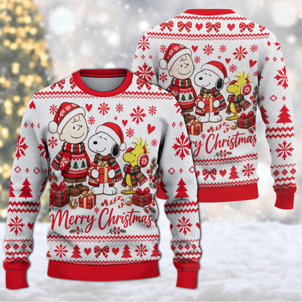 Funny Christmas Cartoon Ugly Sweatshirt Merry Christmas Friends