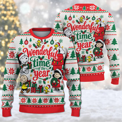 Funny Christmas Cartoon Ugly Sweatshirt Wonderful Time of the Year