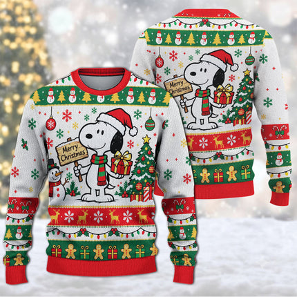 Funny Christmas Dog Ugly Sweatshirt Santa Hat Gift Print