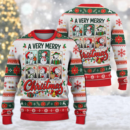 Funny Christmas Dog Ugly Sweatshirt Very Merry Cartoon Holiday