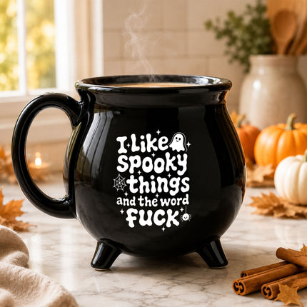 Funny Halloween Cauldron Ceramic Mug Spooky Quote